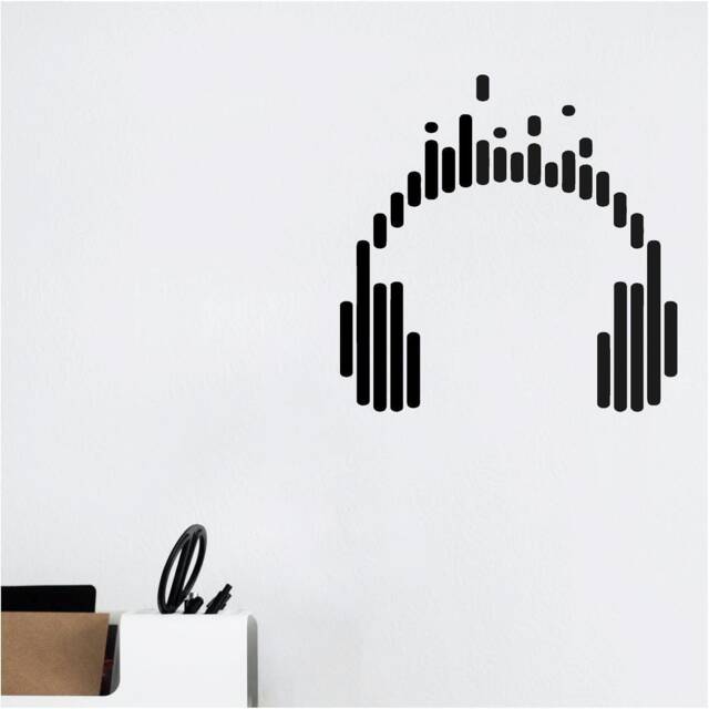 Head Phones Vinyl Wall Art, Decal, Sticker, Transfer, Mural, Removable, Decoration, Rent Friendly, Interior, Exterior, - 0794 - image 1