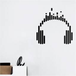 Head Phones Vinyl Wall Art, Decal, Sticker, Transfer, Mural, Removable, Decoration, Rent Friendly, Interior, Exterior, - 0794 - thumbnail 1