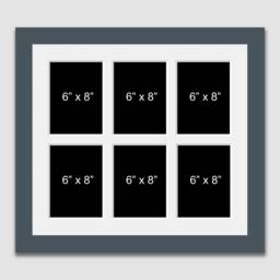 Dark Grey Wooden Multi Photo Frame - Holds Six 6x8 Photos