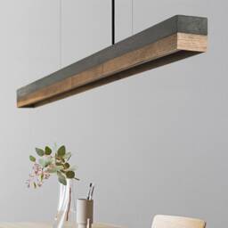 Pendant Lamp - Dark Concrete & Walnut Dining Room Gantlights Led - thumbnail 3