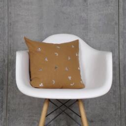 Camel Linen Pillow Cover With Silver Geometric Shapes/Sienna Brown Metallic Archaeology Decorative Throw Cushion Modern Bedding Accent - thumbnail 3
