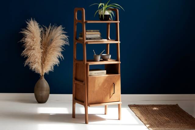 storage & Organization Shelf, Open Cabinet Bookcase 140 cm, Mid Century Modern Shelving, Wooden Display Unit, Custom Size - image 1