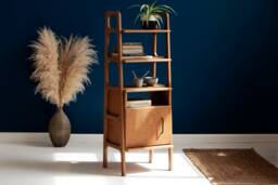 storage & Organization Shelf, Open Cabinet Bookcase 140 cm, Mid Century Modern Shelving, Wooden Display Unit, Custom Size - thumbnail 1