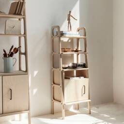 storage & Organization Shelf, Open Cabinet Bookcase 140 cm, Mid Century Modern Shelving, Wooden Display Unit, Custom Size - thumbnail 3