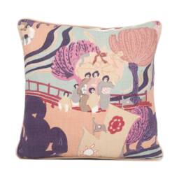 Schumacher - Pearl River Blush Vintage Asian Inspired Contrast Piped Cushion Cover Handmade Throw Pillow Designer Home D??cor - thumbnail 2
