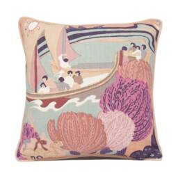 Schumacher - Pearl River Blush Vintage Asian Inspired Contrast Piped Cushion Cover Handmade Throw Pillow Designer Home D??cor - thumbnail 3