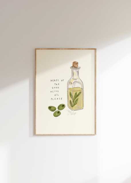 Heaps Of The Good Olive Oil Print - Greek Greece Poster Euro Summer Wall Art Mamma Mia Abba Lover Food Lovers - image 1