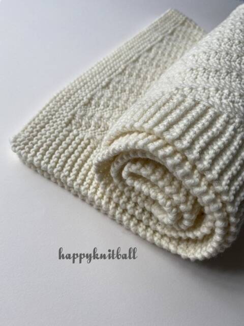 Handmade Merino Baby Blanket Knit Off White Blanket - 25x30 - image 1