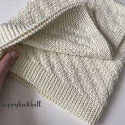 Handmade Merino Baby Blanket Knit Off White Blanket - 25x30 - thumbnail 2