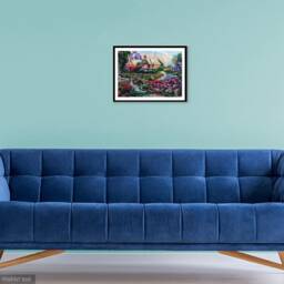 Handstitched Landscape Painting Needlepoint Tapestry Wall Art - thumbnail 3