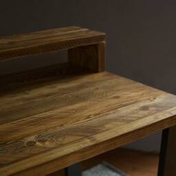 Reclaimed Wood Desk With Monitor Shelf Industrial Home Office - thumbnail 2