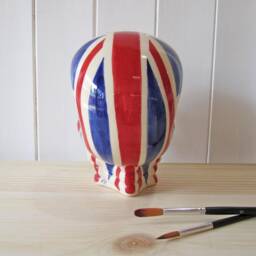 Union Jack Skull - Ceramic Art Gifts For Him Home Decor Hand Painted British Gift - thumbnail 4