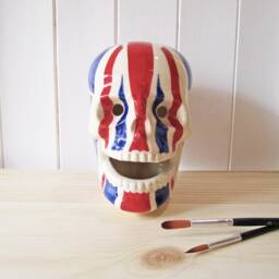 Union Jack Skull - Ceramic Art Gifts For Him Home Decor Hand Painted British Gift - thumbnail 3