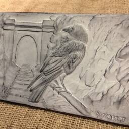 Crow Sculpture, Composite Stone, Crow Garden Plaque, Bird Art, Ornament, Gifts For Gardeners, Sculptures Outdoors - thumbnail 2