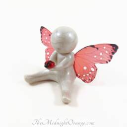 Ladybug Clay Baby Angel Sculpture Sympathy Gift - thumbnail 1