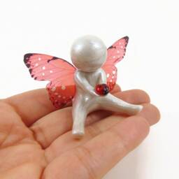 Ladybug Clay Baby Angel Sculpture Sympathy Gift - thumbnail 3