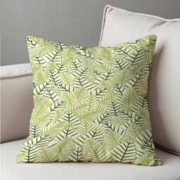 Green Leaf Cushion Cover, Botanical Throw Pillowcase, Nature Inspired Pattern Sofa Case - thumbnail 2