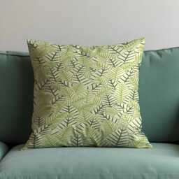 Green Leaf Cushion Cover, Botanical Throw Pillowcase, Nature Inspired Pattern Sofa Case