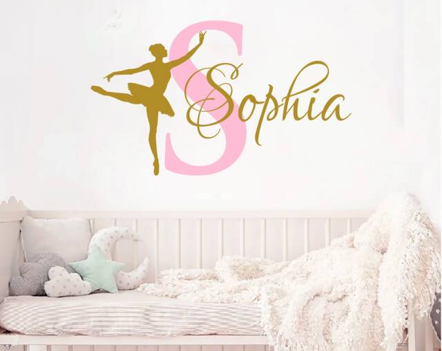 Ballerina Wall Decal Girl Name Dancing Nursery Ballet Dance Vinyl Decals Sticker Custom Personalized Girls Bedroom Decor Room X272 - image 1
