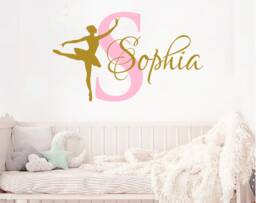 Ballerina Wall Decal Girl Name Dancing Nursery Ballet Dance Vinyl Decals Sticker Custom Personalized Girls Bedroom Decor Room X272 - thumbnail 1
