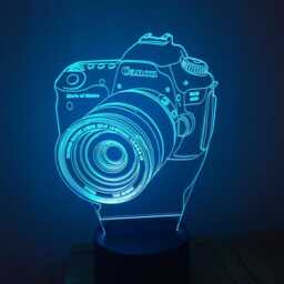 Canon Camera Lamp Personalized 3D Illusion Smart App Control Night Light Bluetooth, Music, 7&16M Color Mobile App Handmade in UK - thumbnail 2