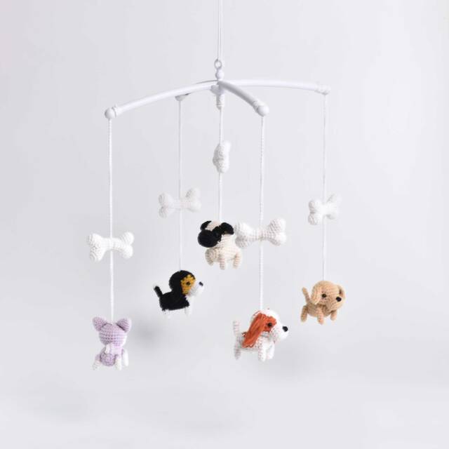 Crochet Dogs Baby Crib Mobile Amigurumi Nursery Decor - image 1