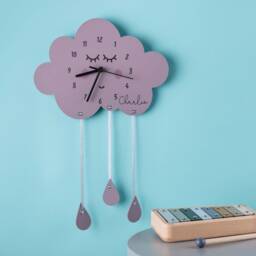Cloud & Raindrops Children's Personalised Wall Clock - thumbnail 2