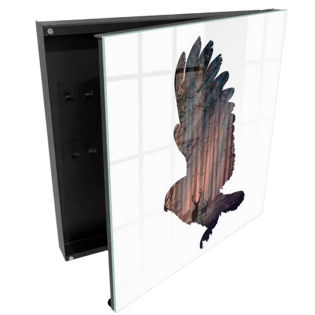 Forest Bird Key Cabinet For Home, Brown Box Wall, Illustrative Nature, Lovers Of Nature & Art - image 1