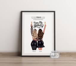 Personalised 21st Birthday Friend Print, Custom Portrait, Gift For Best - thumbnail 1