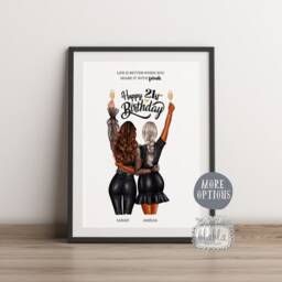 Personalised 21st Birthday Friend Print, Custom Portrait, Gift For Best - thumbnail 2