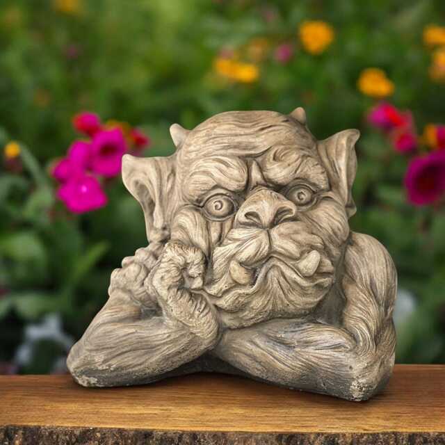 Concrete Gargoyle Statue Stone Mythical Creature Figurine Cement Troll Sculpture Fantasy Garden Ornament Gothic Decor Gift Lawn Decoration - image 1