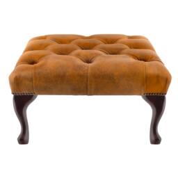 Chesterfield High Back Wing Chair in Vintage Mustard Leather - thumbnail 3