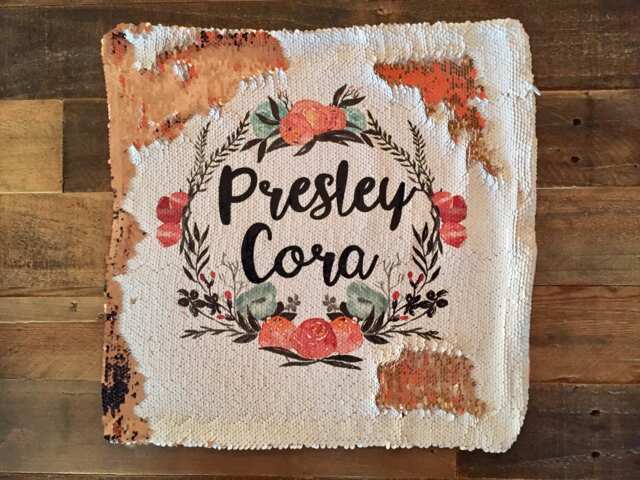 Kids Pillow, Custom Name Sequin Pillow, Gold Baby Girl Shower Gift, Throw Girls Room - image 1