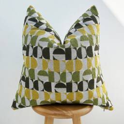 Woven Green Yellow Pillow Cover, Olive & Mustard Textured Fabric, Throw Euro Sham Couch - thumbnail 3