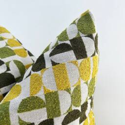 Woven Green Yellow Pillow Cover, Olive & Mustard Textured Fabric, Throw Euro Sham Couch - thumbnail 2