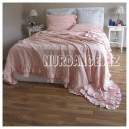 Ruffle Linen Duvet Cover - Linen Bedding- Shabby Chic Bedding Romantic Ruffled, Oversize Duvet Cover King 120x120 120x98-Queen-Nurdanceyiz - thumbnail 1