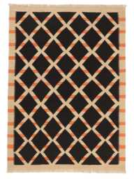 Handmade Wool Kilim Rug Geometric Flatweave Runner - thumbnail 1
