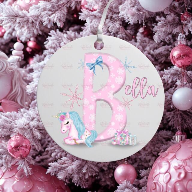 Personalised Kids Christmas Decoration - Granddaughter Gift Custom Bauble For Girls Stocking Filler Eve Box - image 1