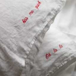 Personalized Linen Pillow Covers, Embroidered Couple Set, Wedding Gift, Anniversary Present, Valentine's Day Decor, Valentine Gift For Him - thumbnail 3