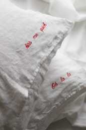 Personalized Embroidered Linen Pillow Covers, Couple Set Of 2 - thumbnail 1