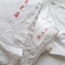 Personalized Embroidered Linen Pillow Covers, Couple Set Of 2 - thumbnail 3