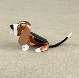 Basset Hound Handmade Copper Puppy Miniature Sculpture, Collectible Figurine - thumbnail 1