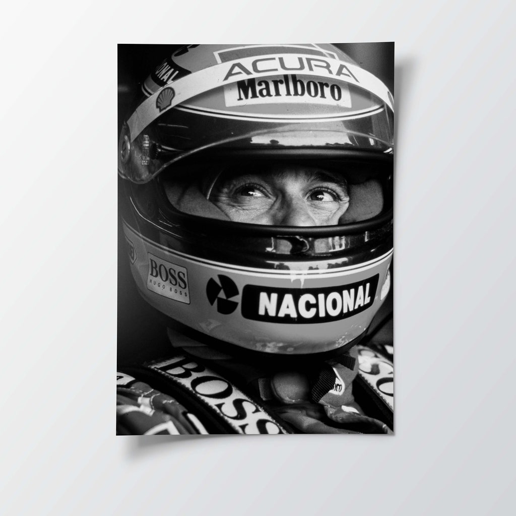Poster Encadré Marlboro Ayrton Senna - Publicité F1 Années 80 - Neuf