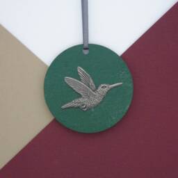 Hummingbird Disk Christmas Decoration - Ornament Bird Lover Gift -Hummingbird Tree - thumbnail 2