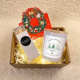 Friend Christmas Candle Gift Box With Name For Her Him, Xmas Present Bestie Cousin Daughter Niece Auntie Uncle, Free Card - thumbnail 1