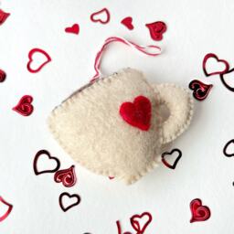 Latte Love Christmas Ornament - Felt Wool Coffee Cup Fair Trade Gift