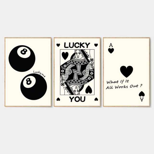 Black 8 Ball Art Canvas Poster, Lucky You Trendy Wall Art, Inspirational Aesthetic Decor, Retro Home Printed Gift - image 1