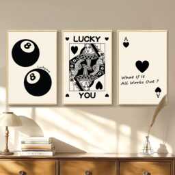 Black 8 Ball Art Canvas Poster, Lucky You Trendy Wall Art, Inspirational Aesthetic Decor, Retro Home Printed Gift - thumbnail 2