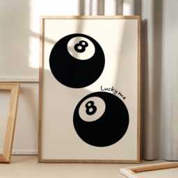 Black 8 Ball Art Canvas Poster, Lucky You Trendy Wall Art, Inspirational Aesthetic Decor, Retro Home Printed Gift - thumbnail 3