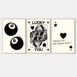 Black 8 Ball Art Canvas Poster, Lucky You Trendy Wall Art, Inspirational Aesthetic Decor, Retro Home Printed Gift - thumbnail 1